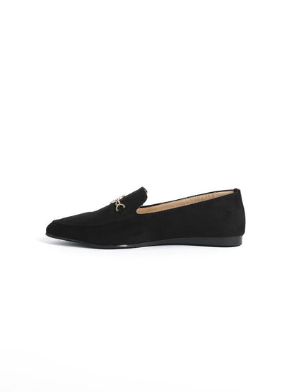 Suede Flat Ballerina Shoes With Accessories