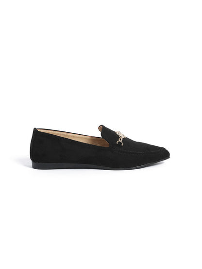 Suede Flat Ballerina Shoes With Accessories