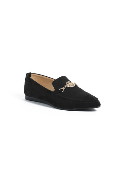 Suede Flat Ballerina Shoes With Accessories