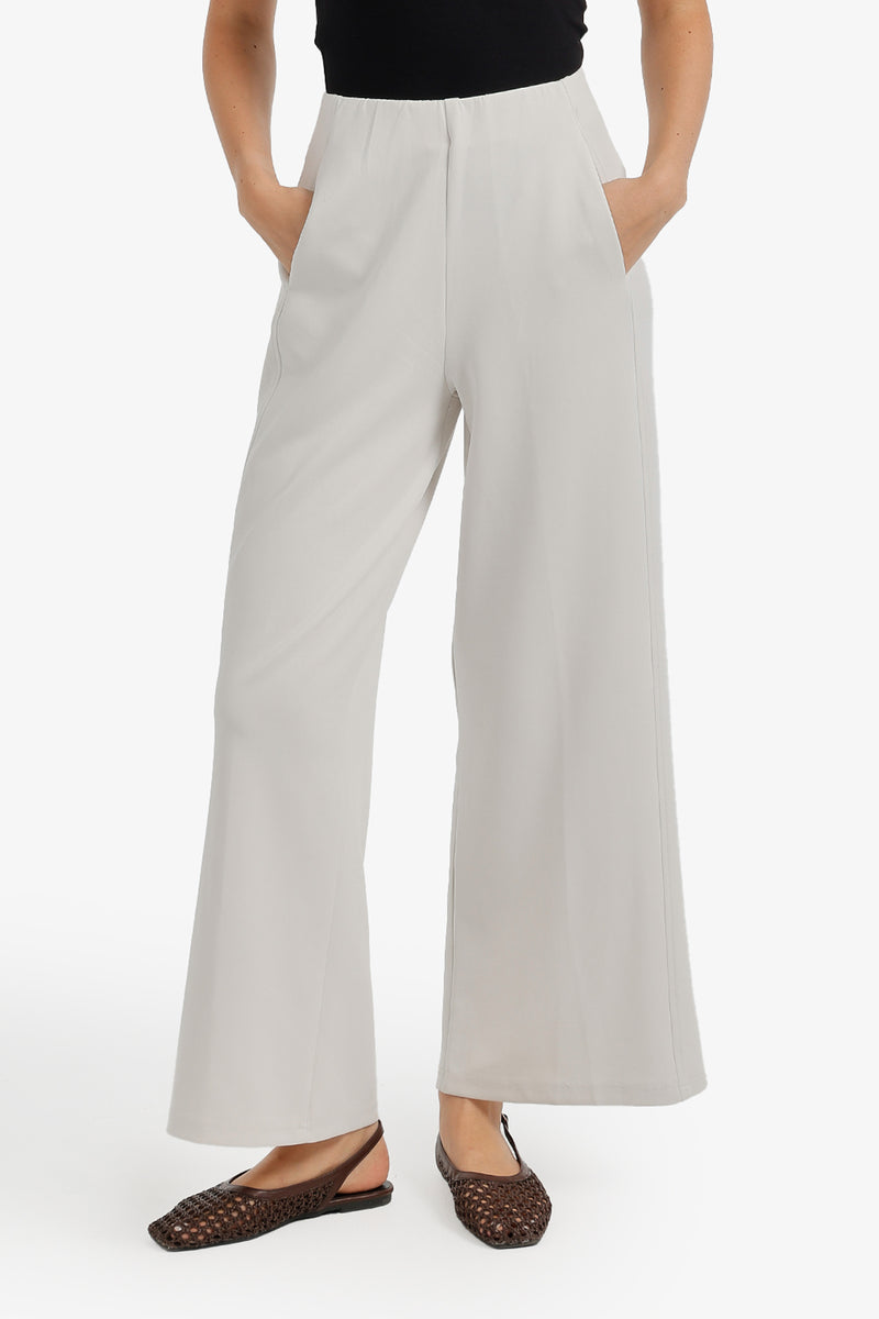 High Waist Pocketed Pants - White