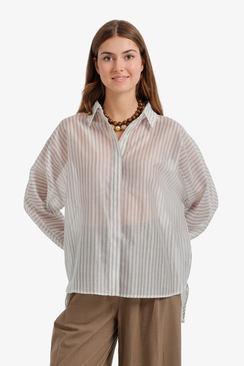 Sheer Striped Shirt - White