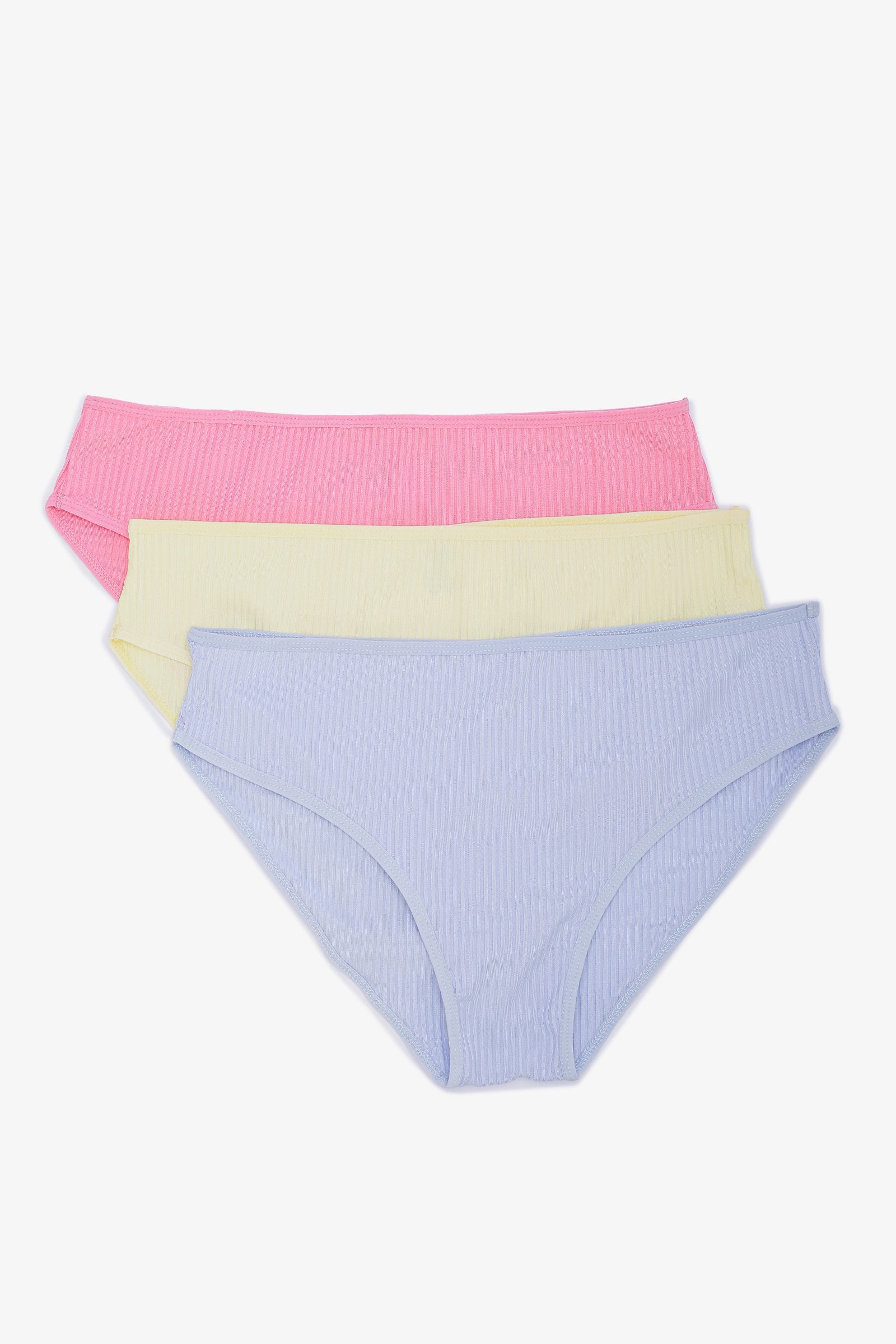 Ribbed Brief Panties Pack of 3 - Multi-Color
