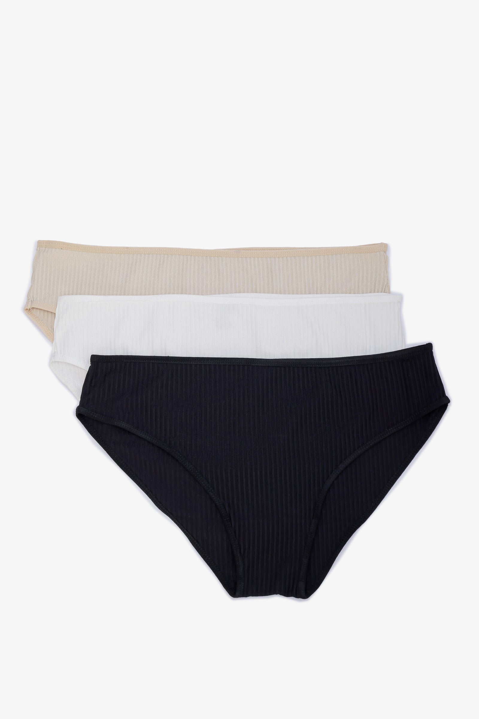 Ribbed Brief Panties Pack of 3 - Multi-Color