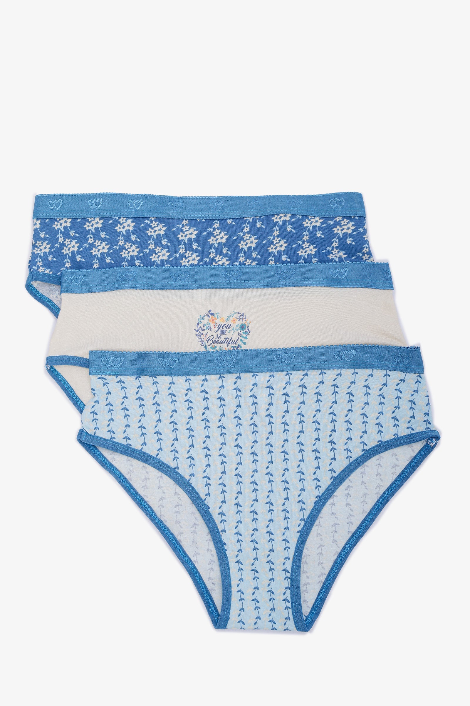 Pack of 3 Cotton Brief Panties Set - Multi-Color