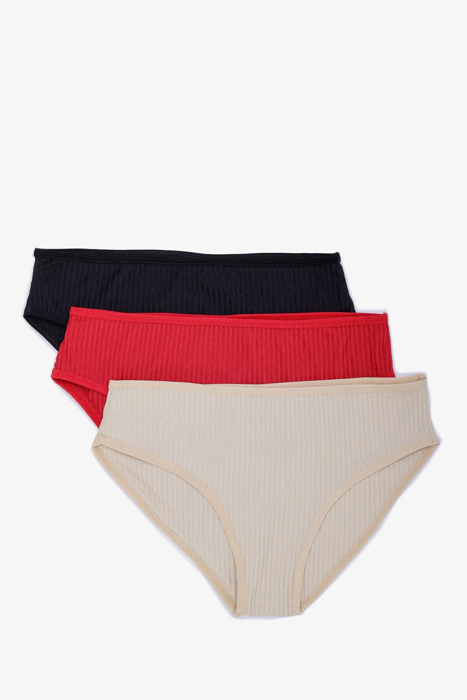 Pack of 3 Cotton Brief Panties Set - Multi-Color