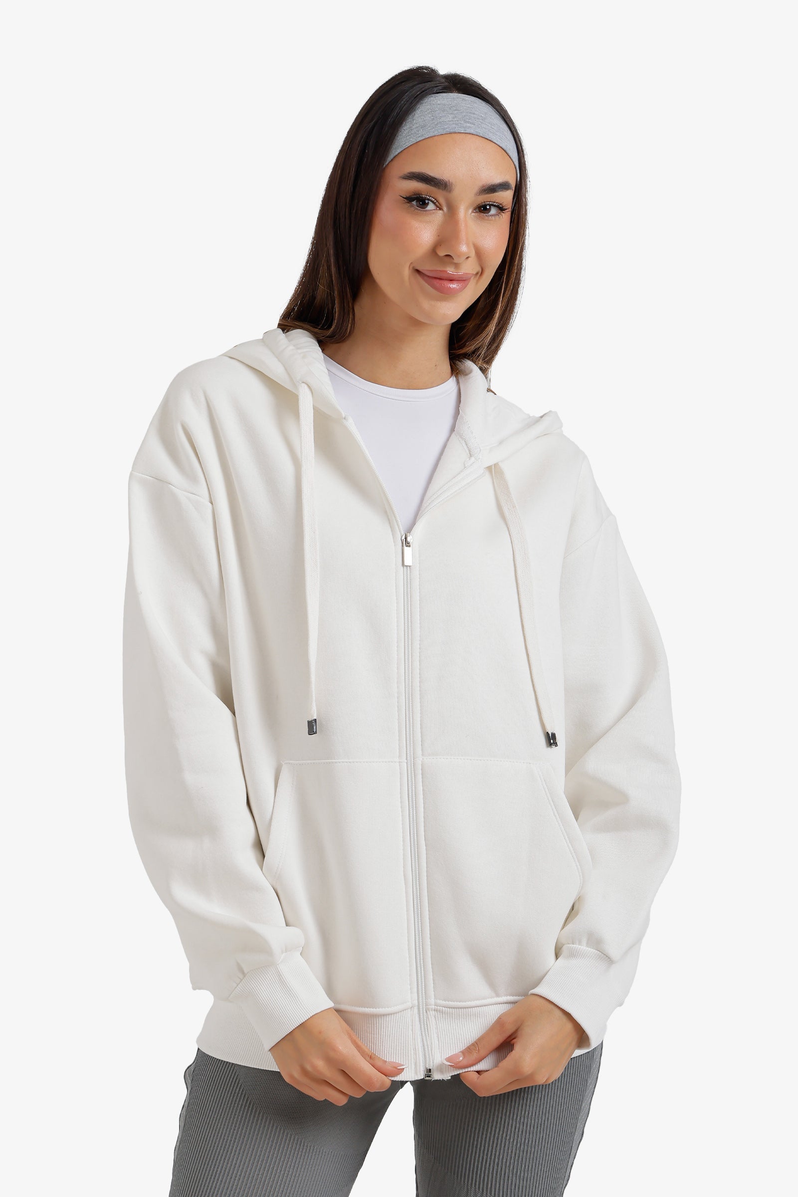 Zip-Up Lounge Sweatshirt - Off White