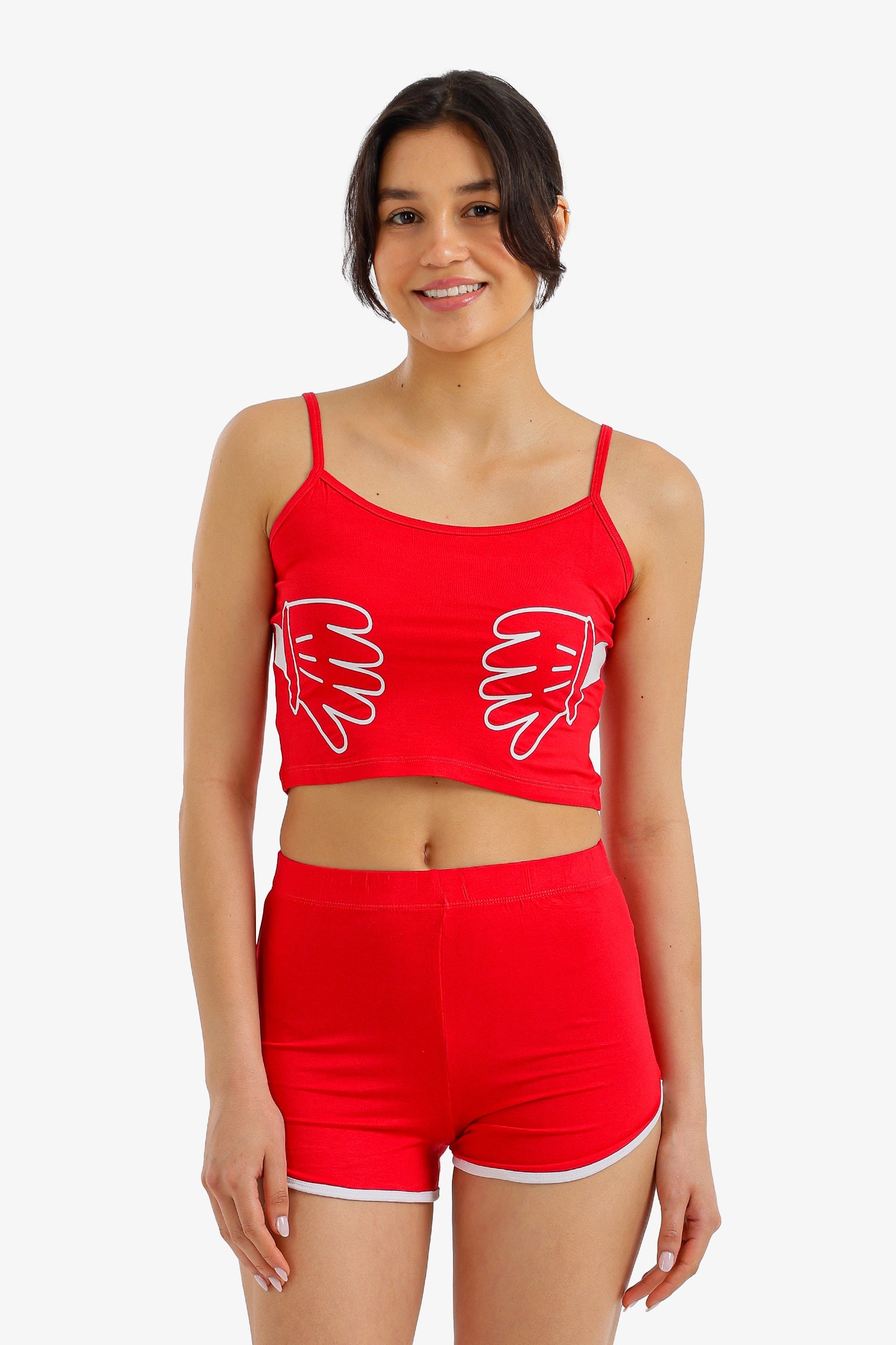 Spaghetti Cami Lounge Pyjama Set - Red