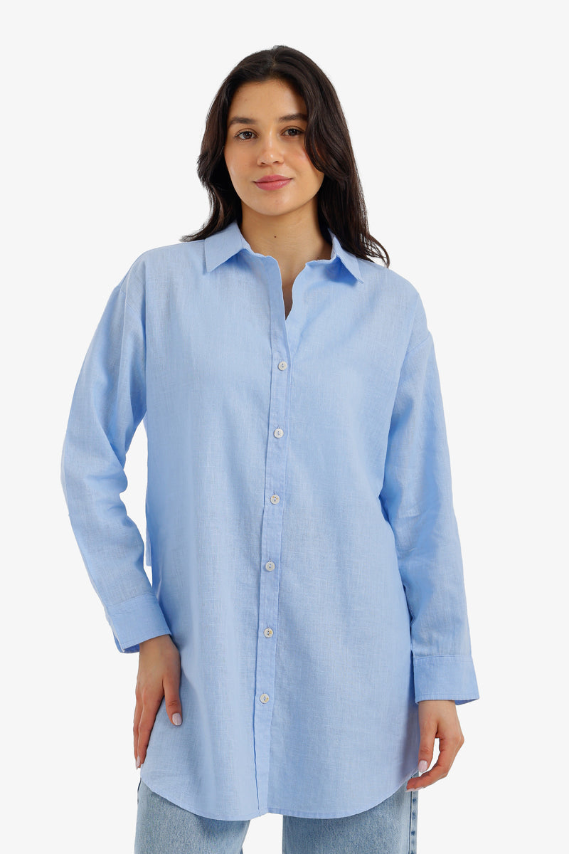 Relaxed Tunic Shirt - Light Blue