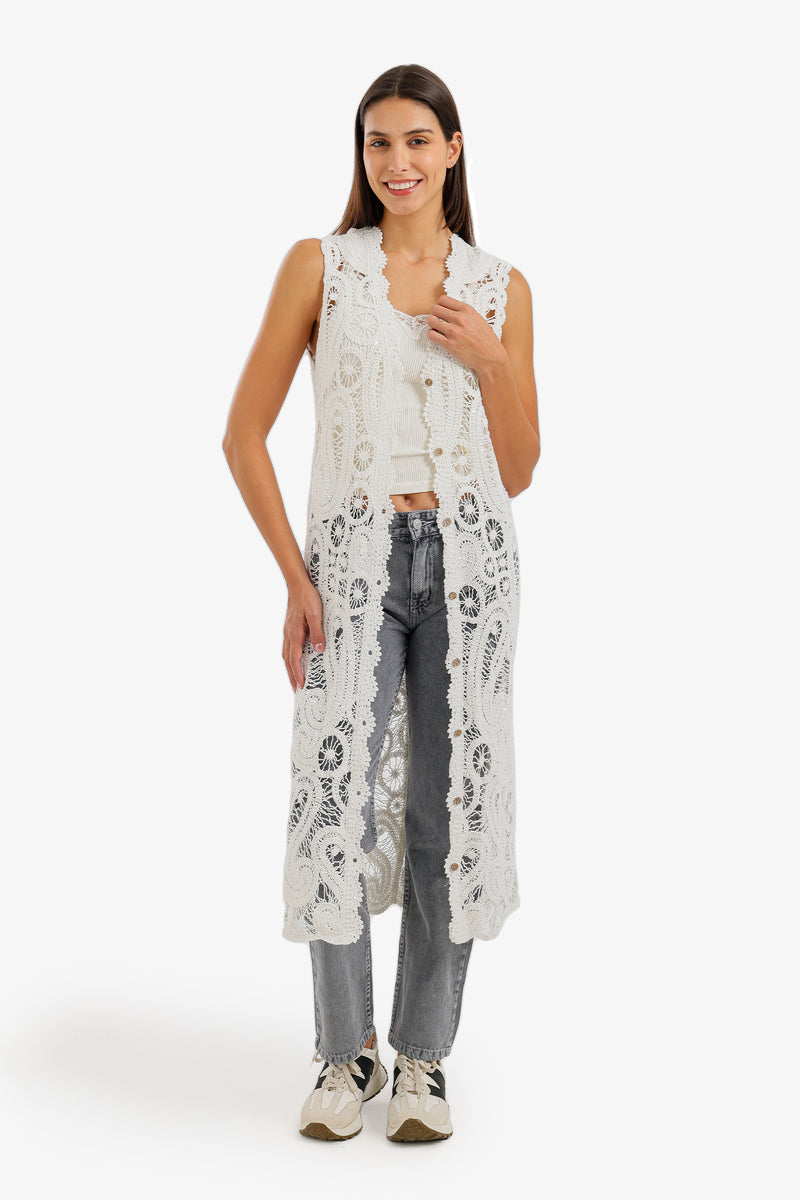 Button-Front Beach Dress - Off White