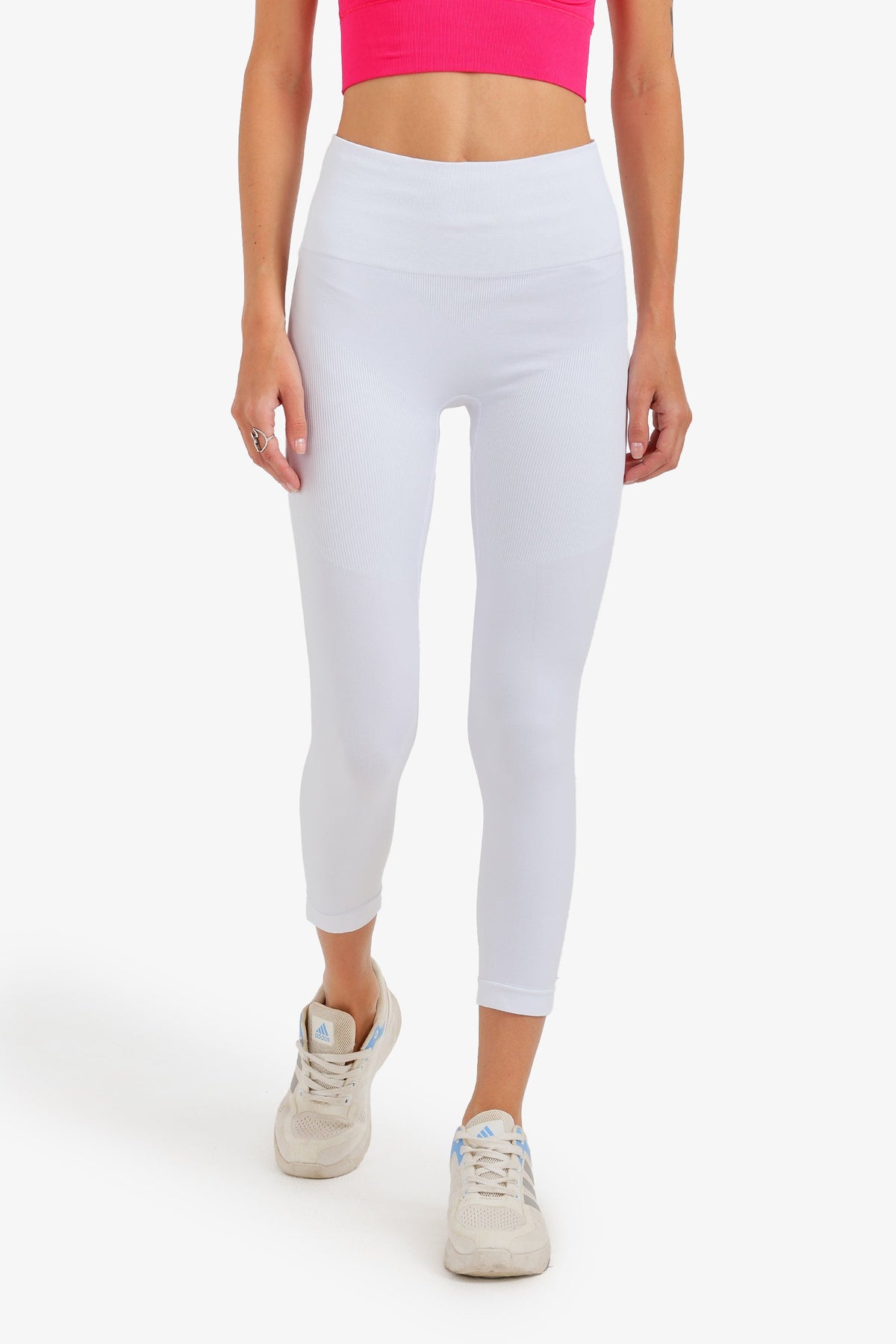 Plain High-Waist Body Sculpt Leggings – White