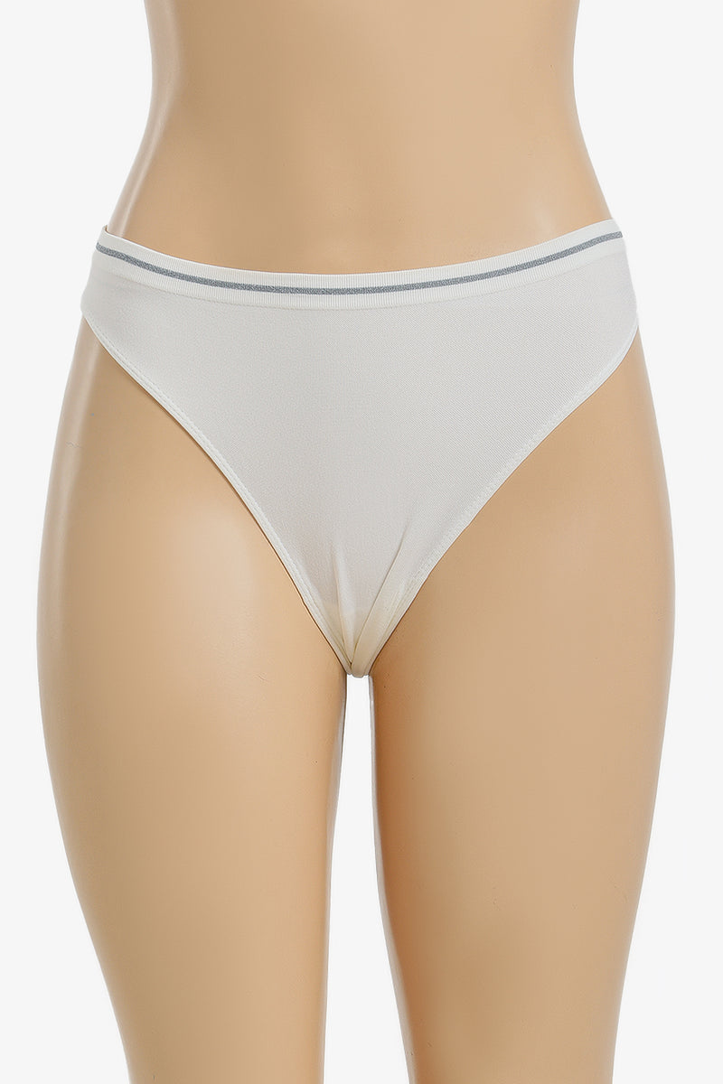 Contrast Stripe Bikini Panty - Off White