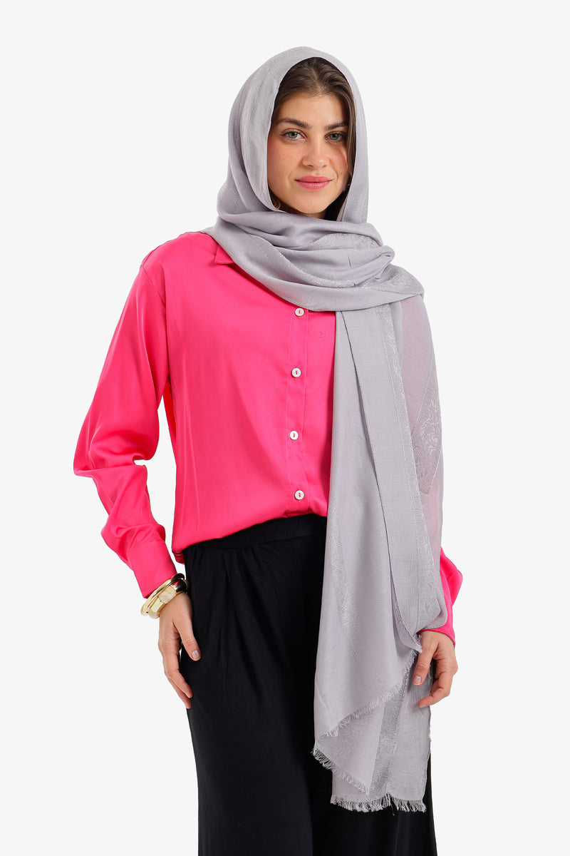 Soft Damask Style Scarf - Silver