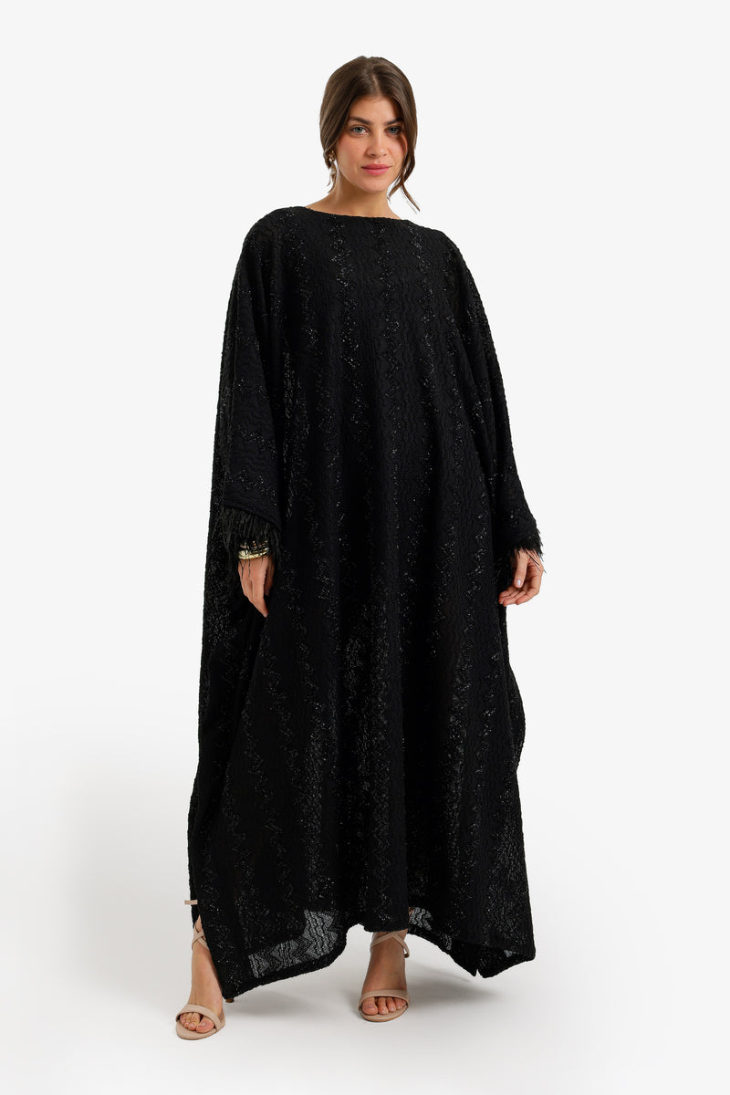 Fringed Maxi Abaya - Black