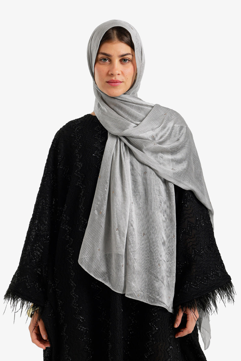 Embroidered Clusters Scarf - Grey Chine