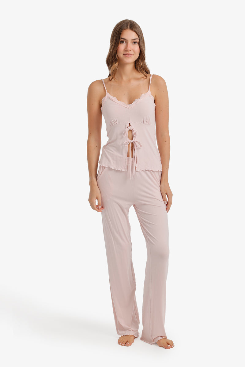Bow-Front Cami Pajama Set – Peach Blossom