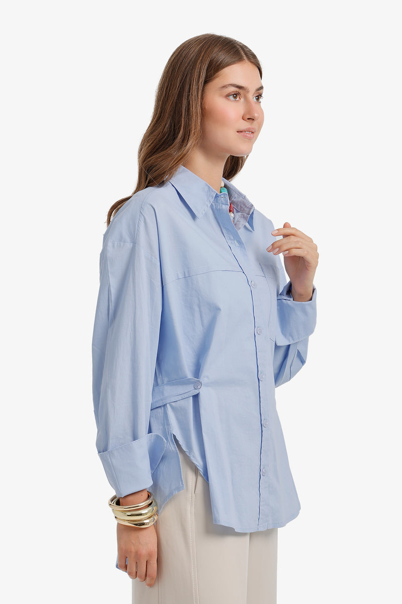 Relaxed Tunic Shirt - Blue