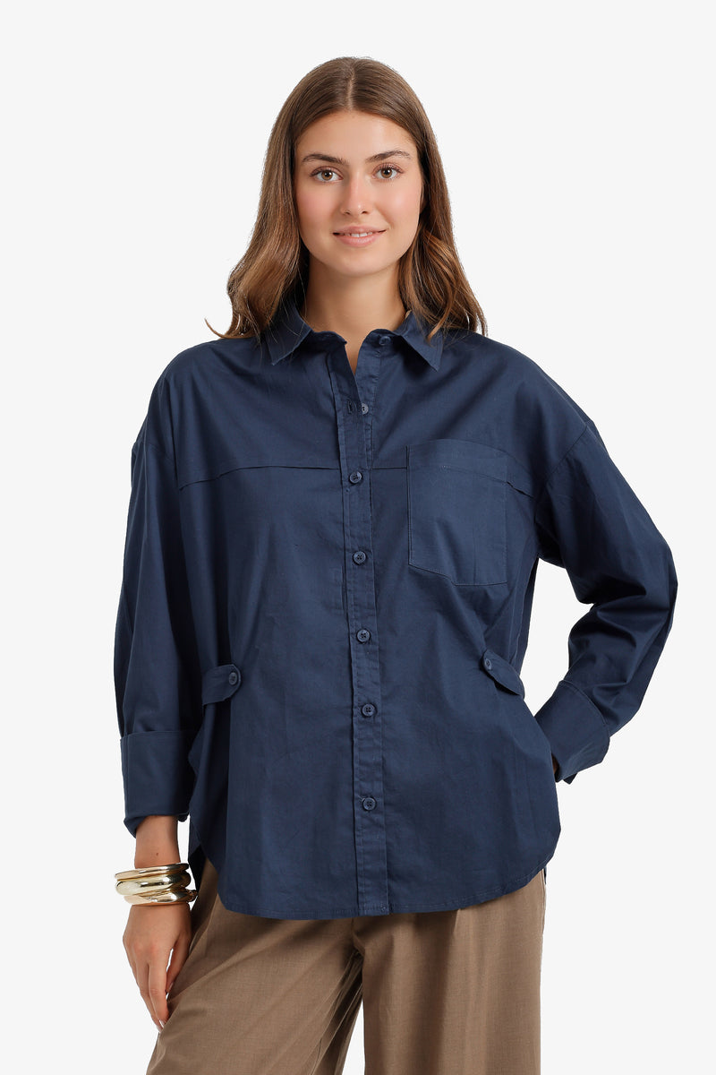 Relaxed Tunic Shirt - Navy