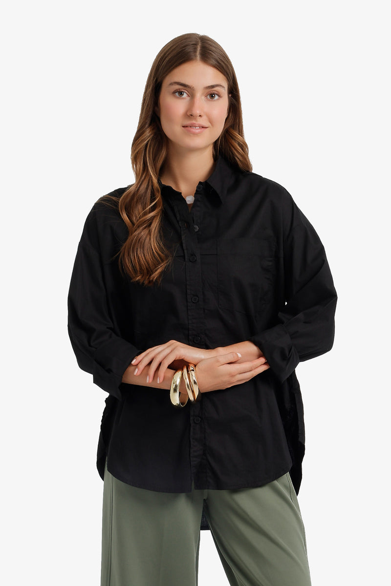 Relaxed Tunic Shirt - Black