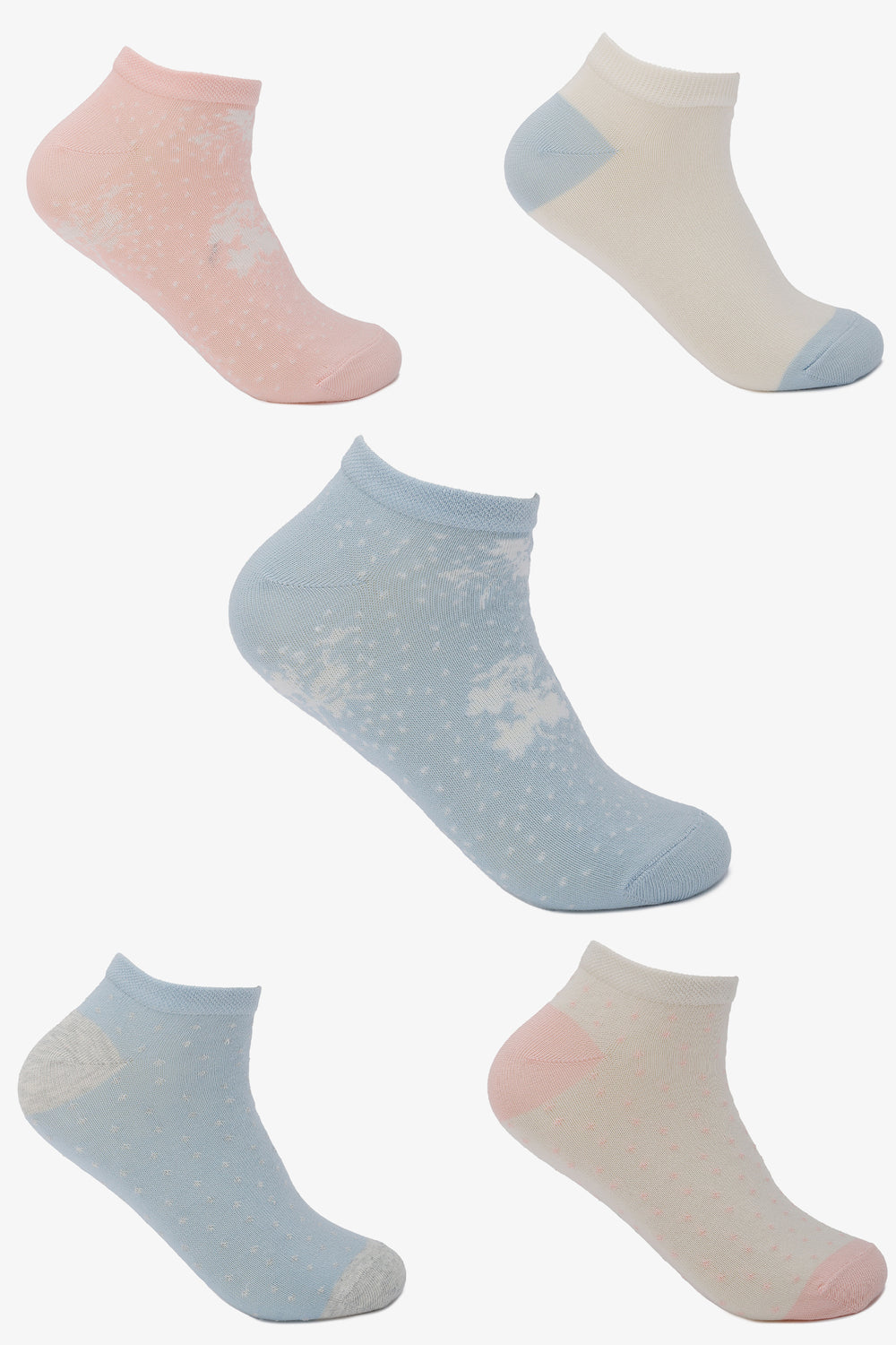 Pastel Ankle Socks - 5 Pairs - Multicolor