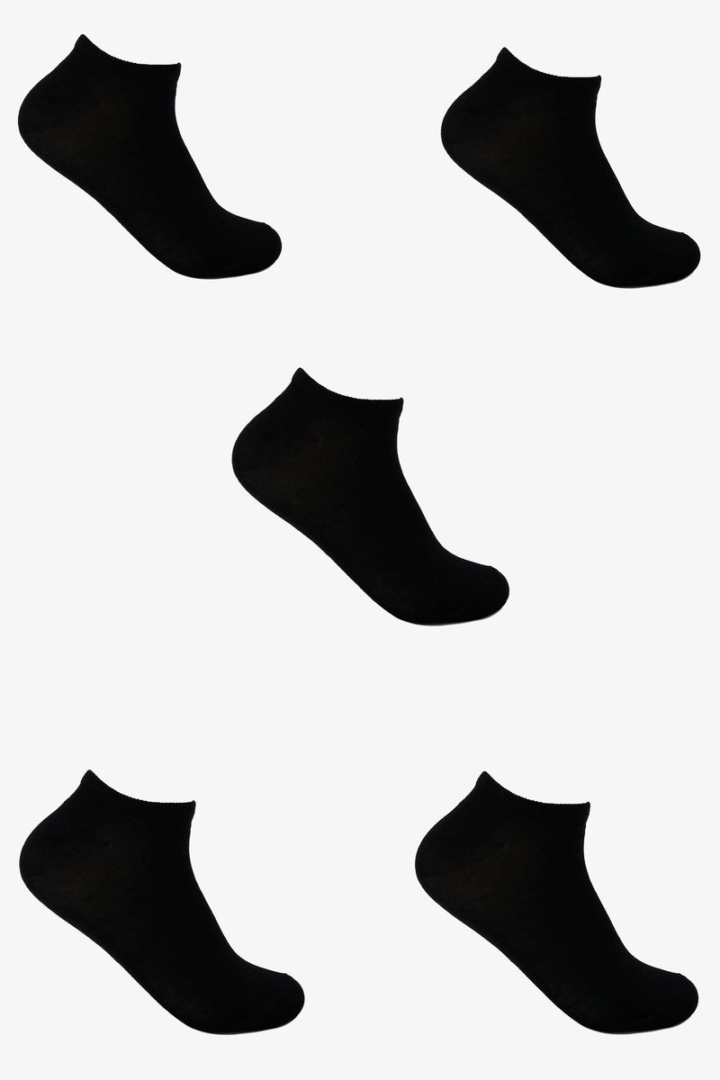 Basic Ankle Socks - 5 Pairs - Black