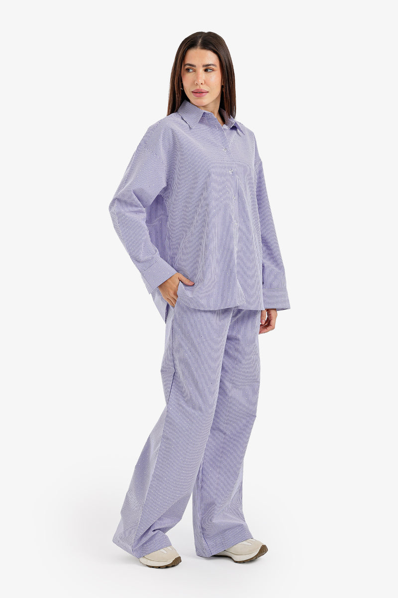 Beaded Buttoned Beach Set - Blue