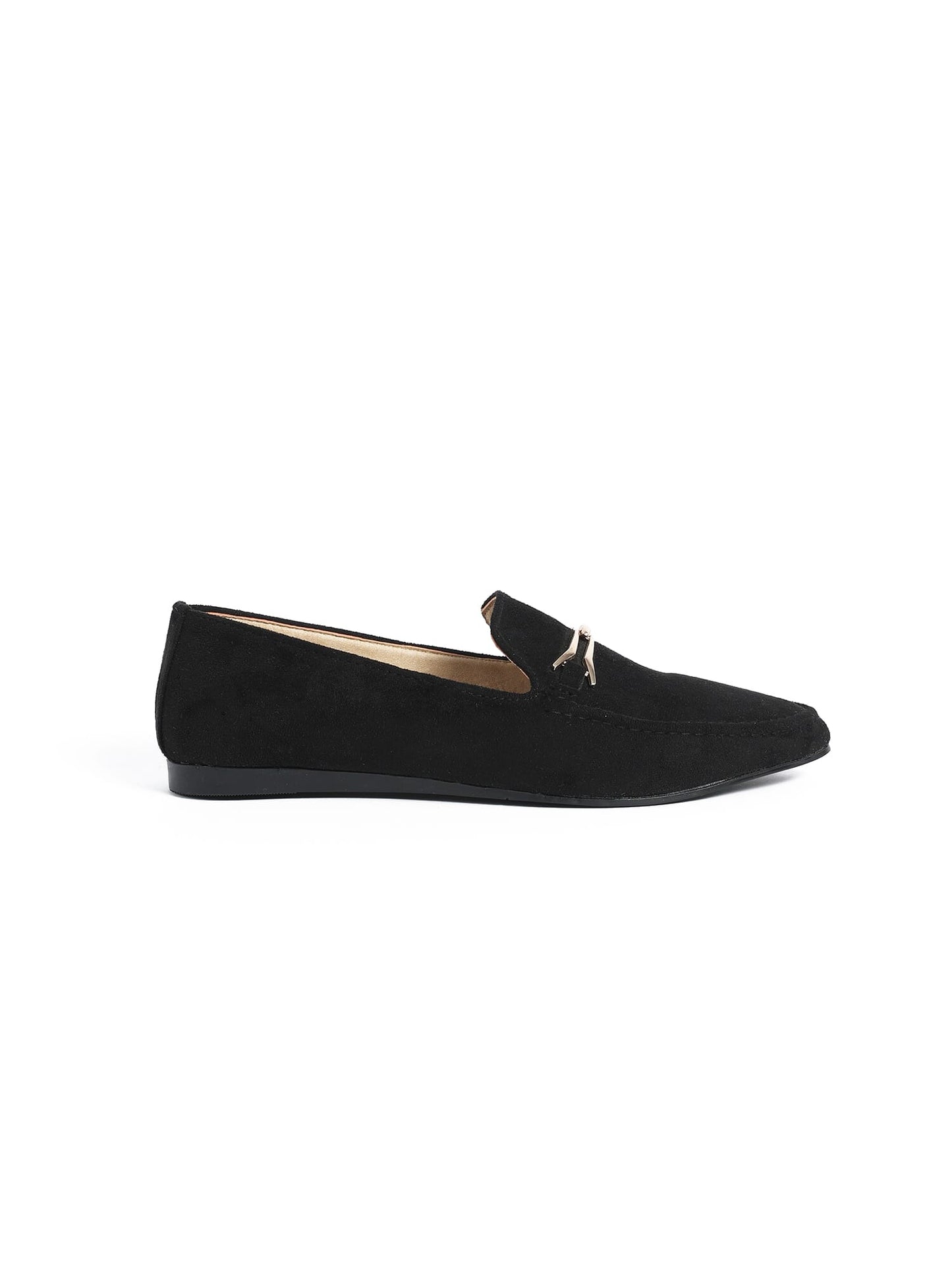 Suede Flat Ballerina Shoes Sharp Edge With Accessories