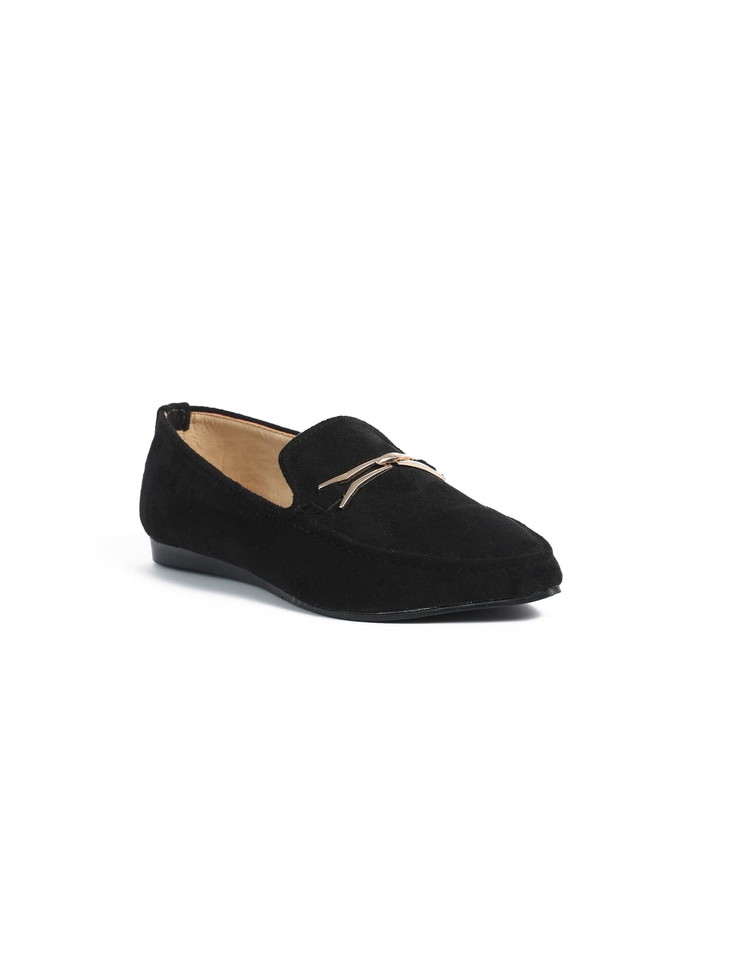 Suede Flat Ballerina Shoes Sharp Edge With Accessories