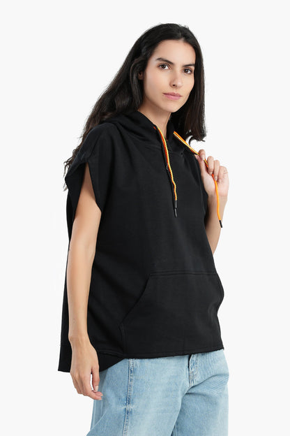 Cotton Hoodie with Short Sleeves