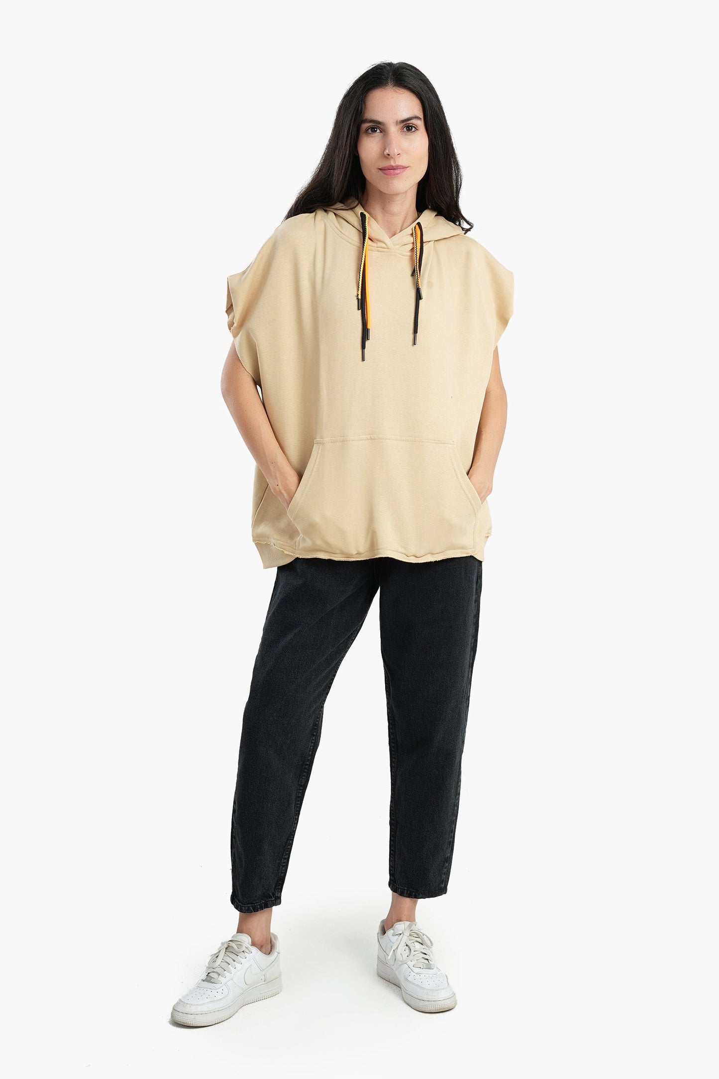 Cotton Hoodie with Short Sleeves