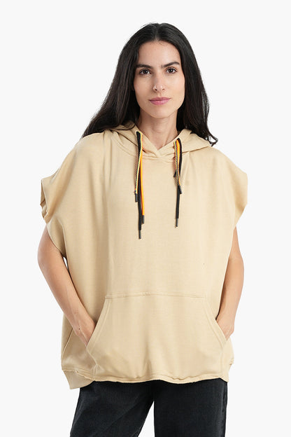 Cotton Hoodie with Short Sleeves