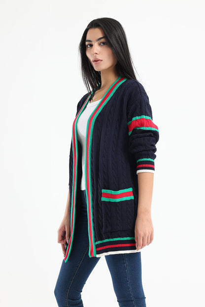 Cable Knit Open Cardigan