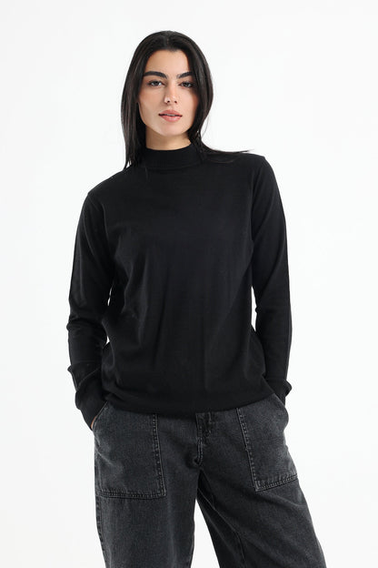 Ribbed Hem Plain Pullover