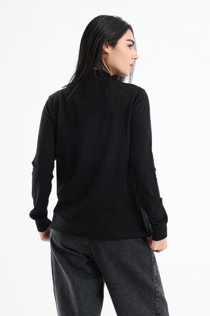 Ribbed Hem Plain Pullover