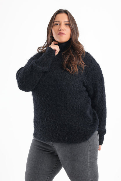 Pullover Textured with Feathers