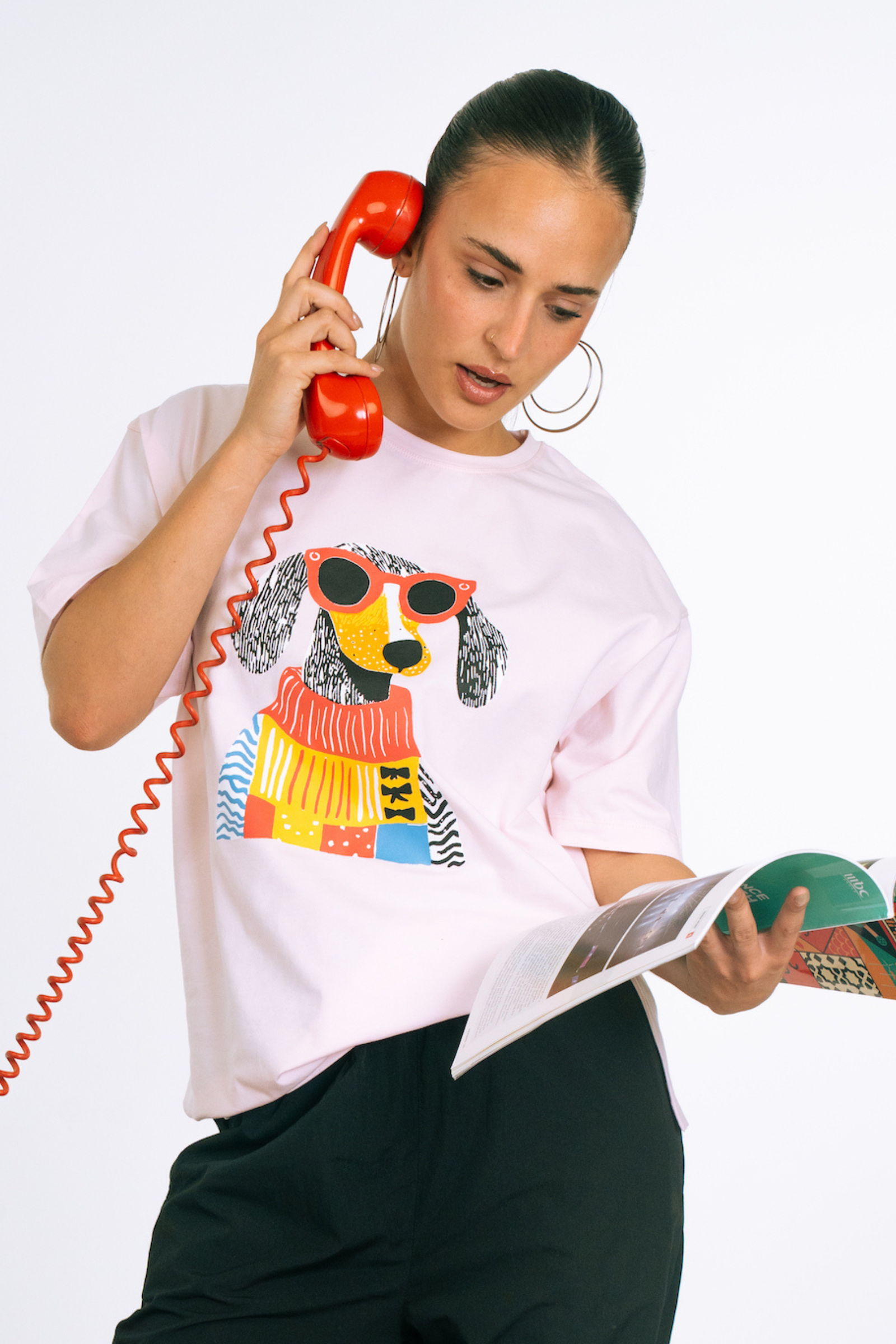 Puppy Graphic T-shirt - Light Pink