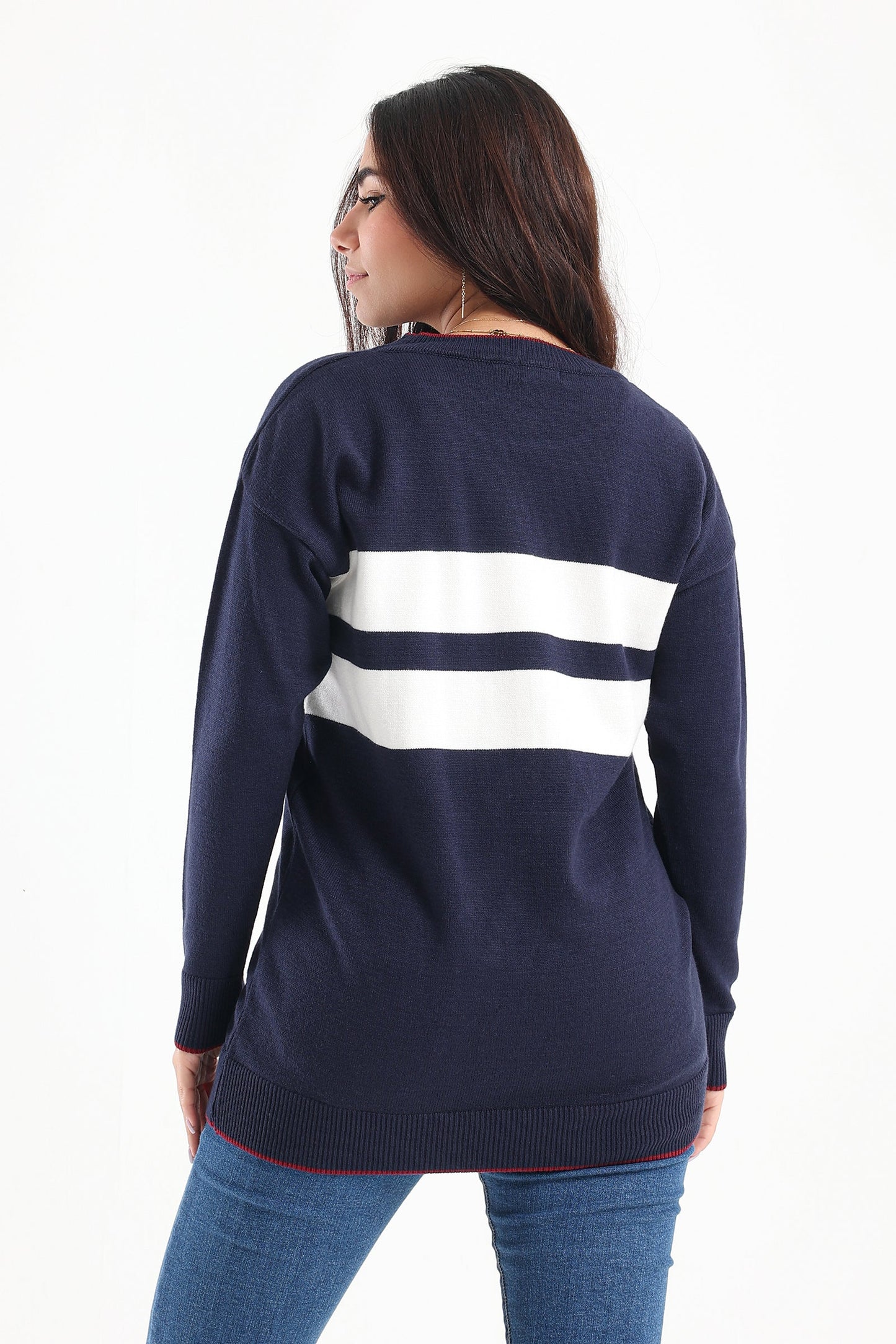 Wide Stripes Pullover - Navy