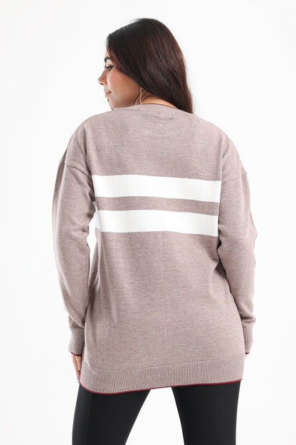 Wide Stripes Pullover - Coffee