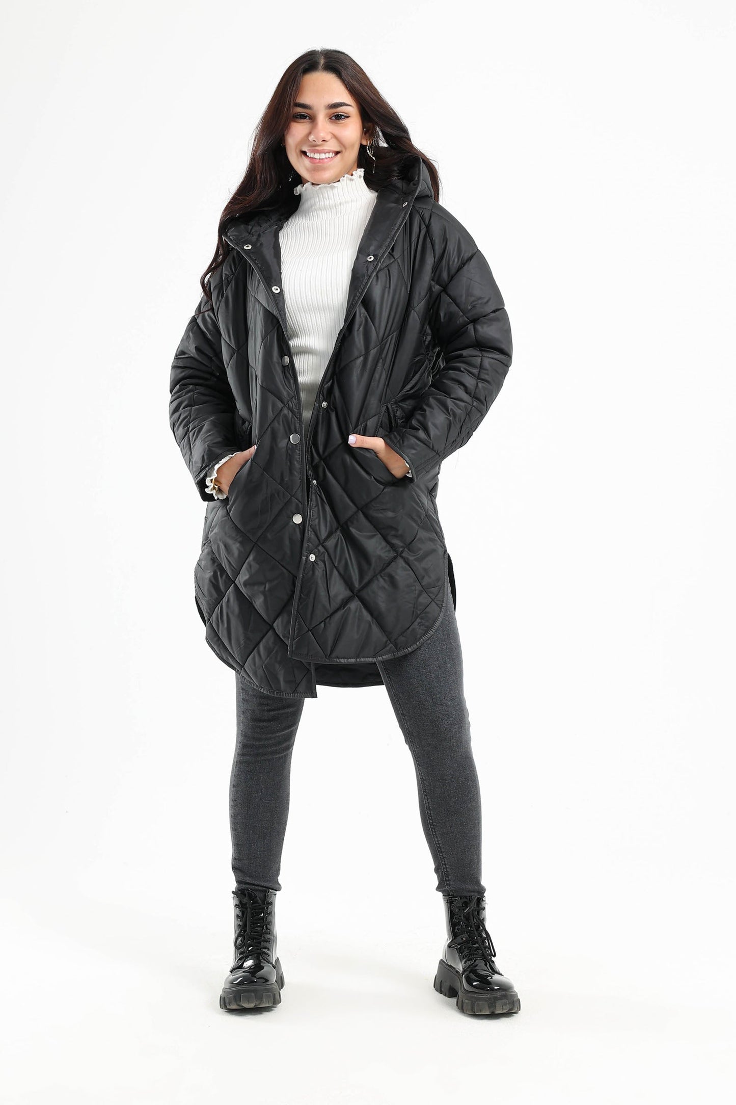 Rounded Hem Puffer Jacket