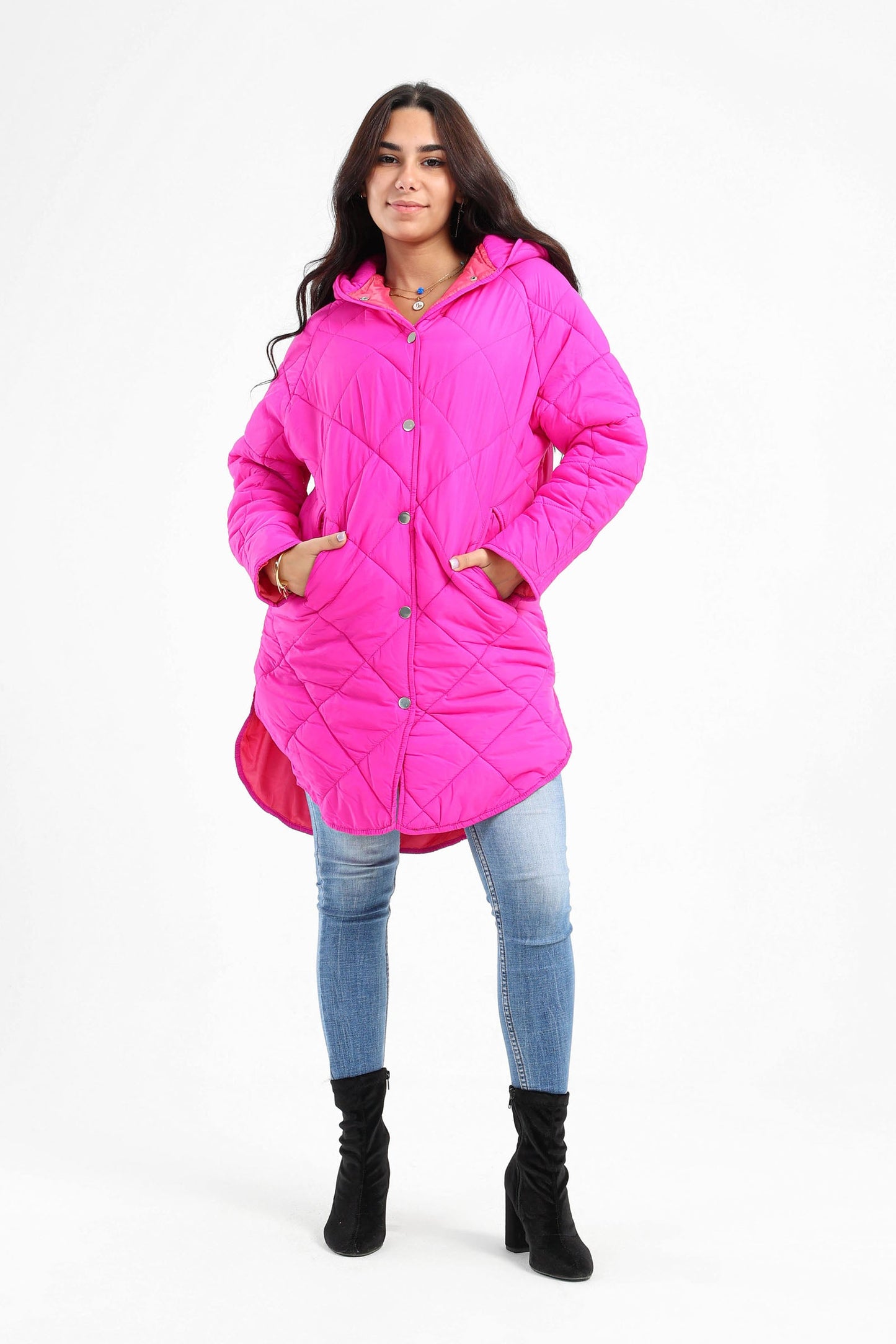 Rounded Hem Puffer Jacket