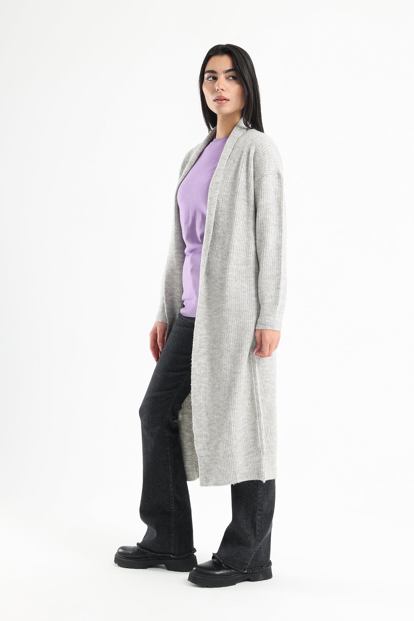 Double Collar Long Cardigan