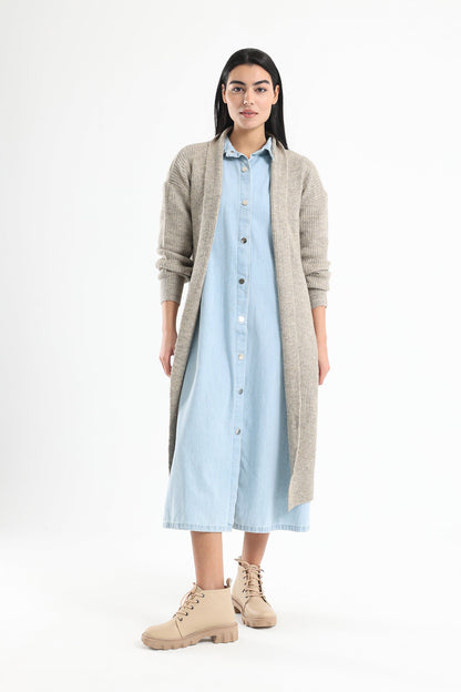 Double Collar Long Cardigan