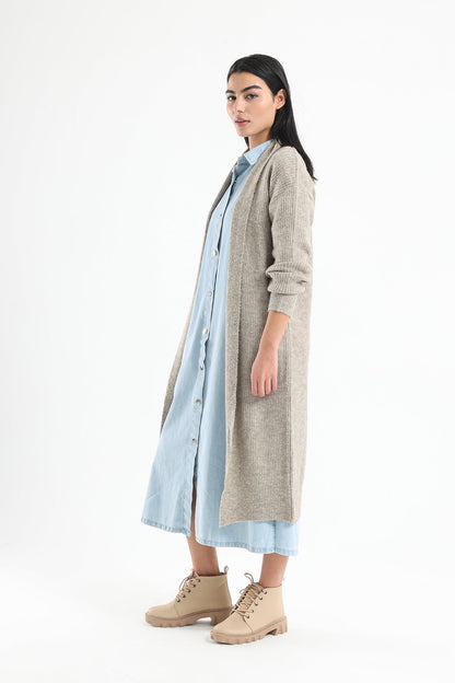 Double Collar Long Cardigan