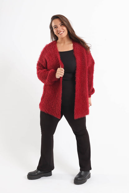 Oversized Plain Fleece Cardigan