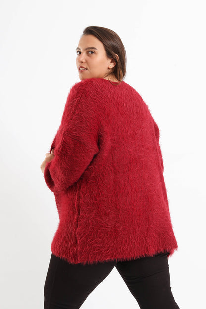 Oversized Plain Fleece Cardigan