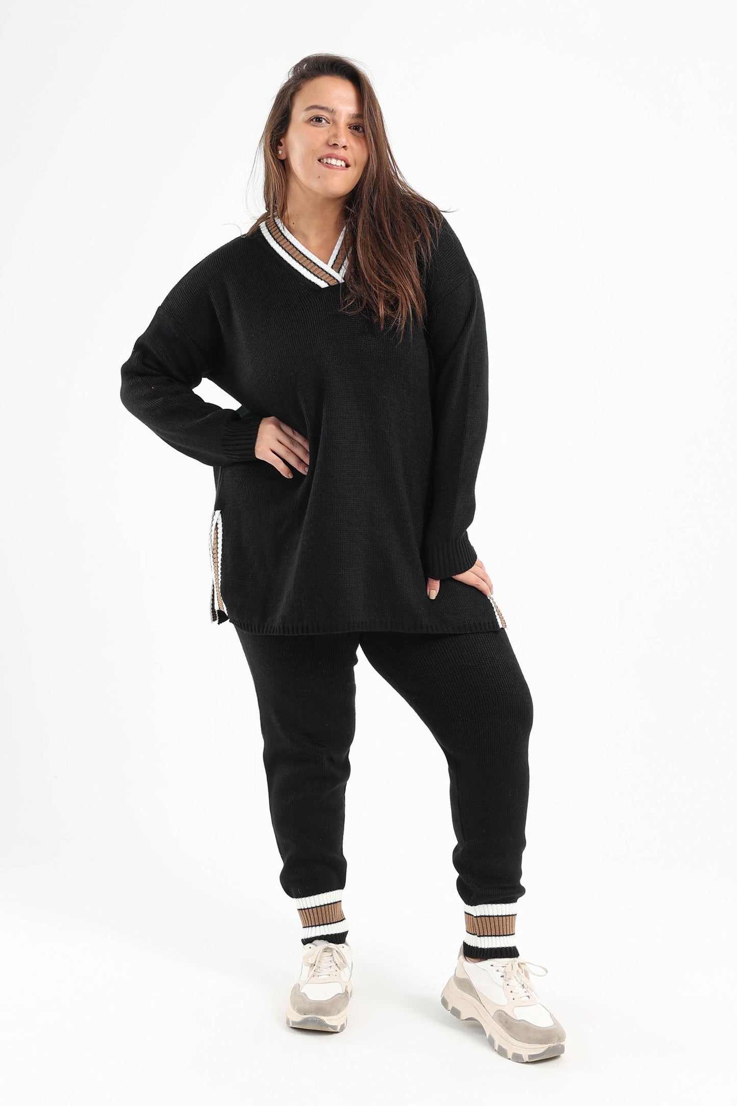 Lounge Pullover with Striped Neck