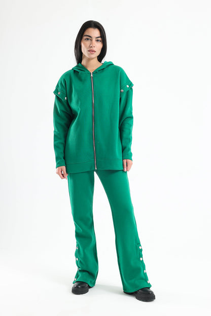 Detachable Sleeves Loungewear Set - Green