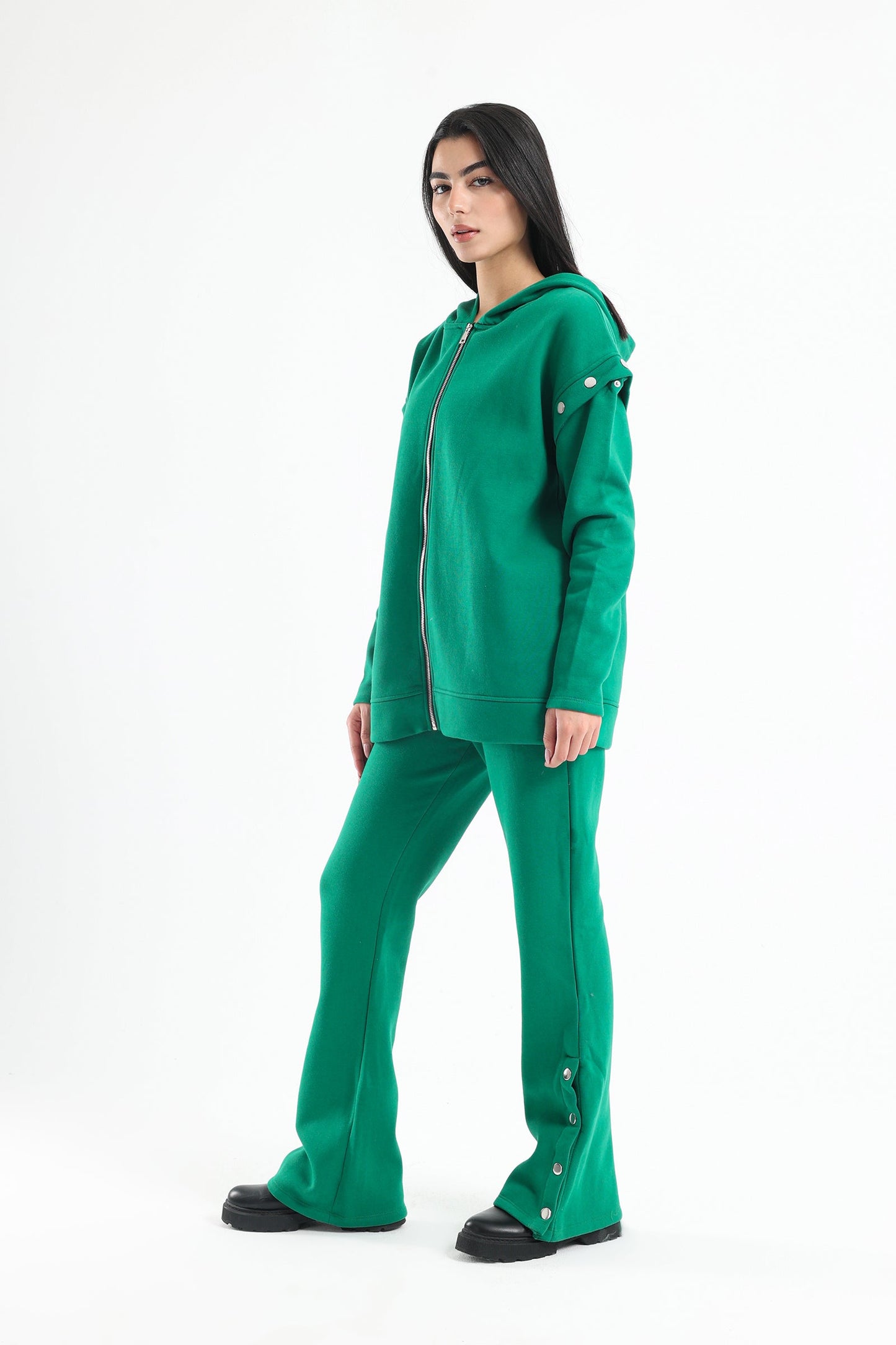 Detachable Sleeves Loungewear Set - Green