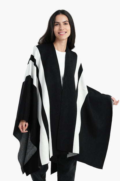 Striped Midi Length Poncho