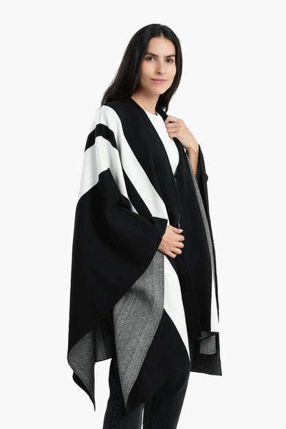 Striped Midi Length Poncho