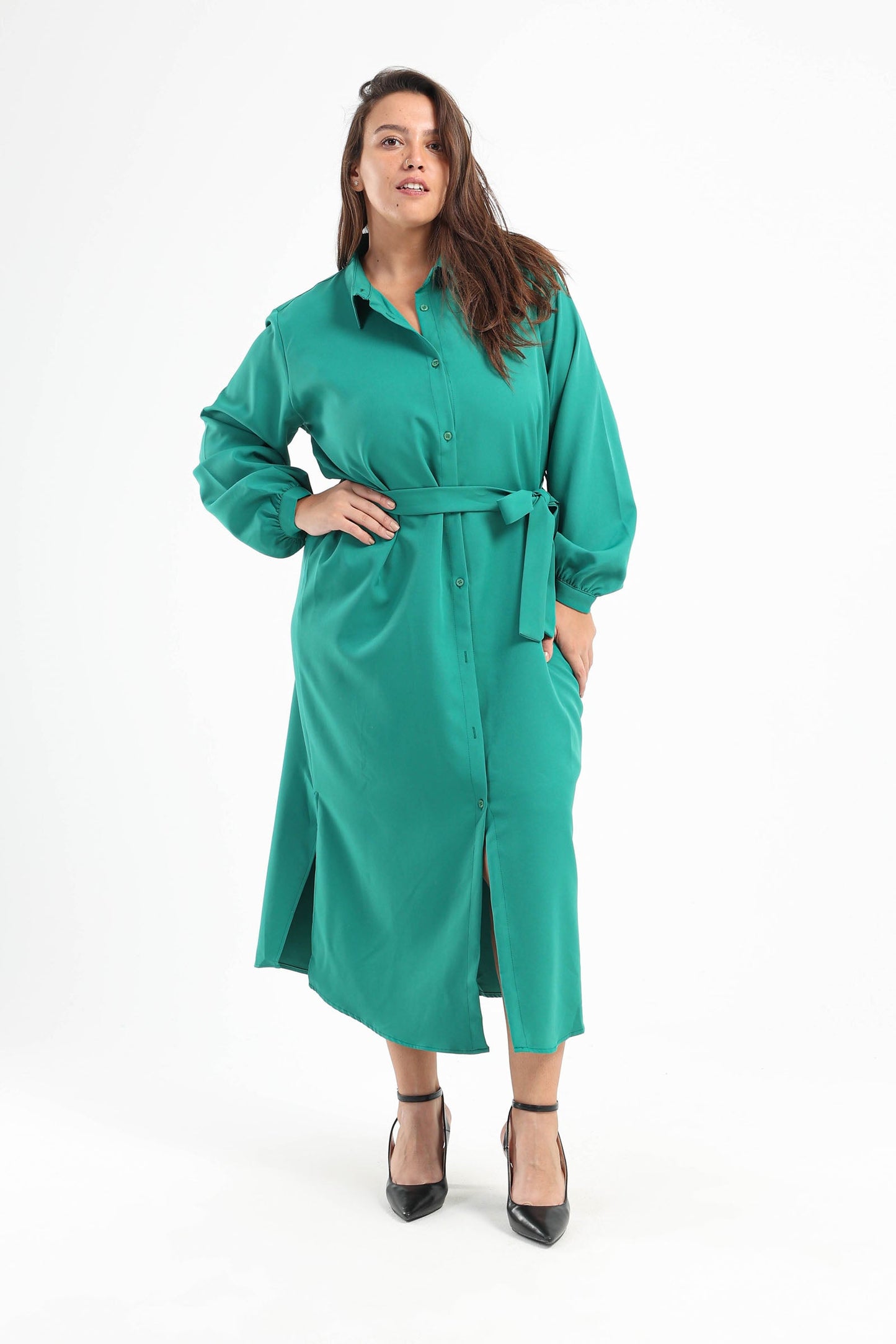 Long Sleeves Midi Shirt Dress